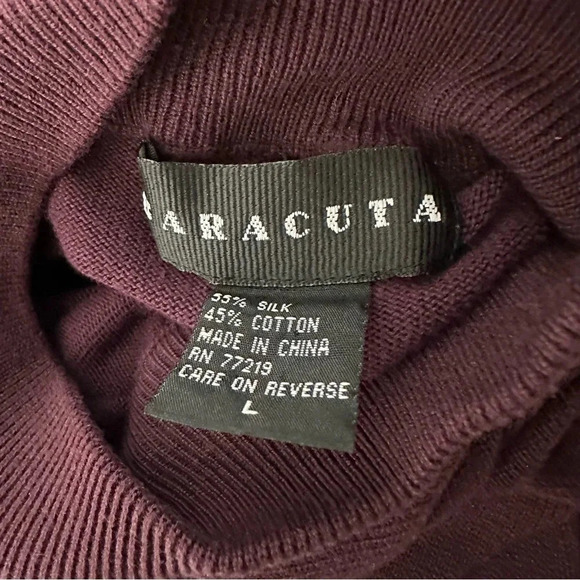 Baracuta men's L burgundy silk cotton blend mock turtleneck lightweight sweater - Picture 5 of 5